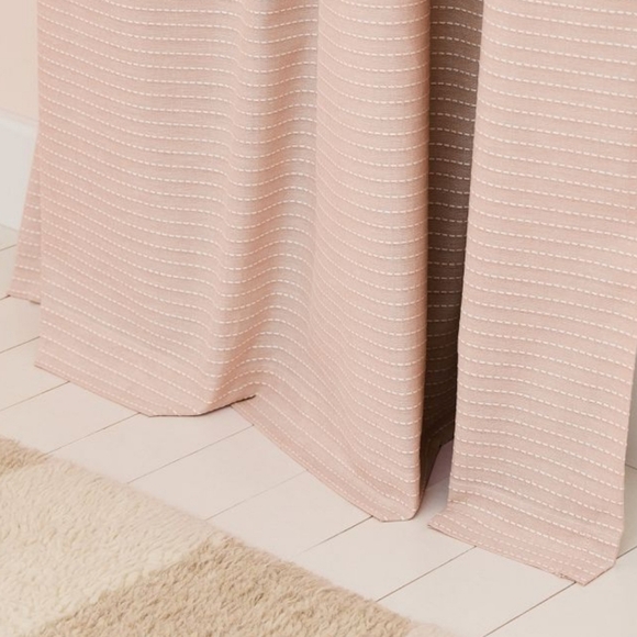 ❤️BUY 2 GET 1 FREE  West Elm Chambray Tack Stripe Curtain, Size 48"W x 96"L,Pink - Picture 2 of 11